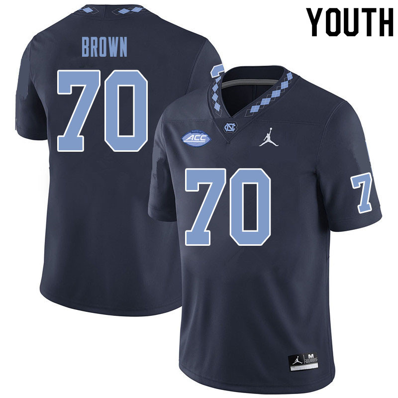 Youth #70 Noland Brown North Carolina Tar Heels College Football Jerseys Sale-Black